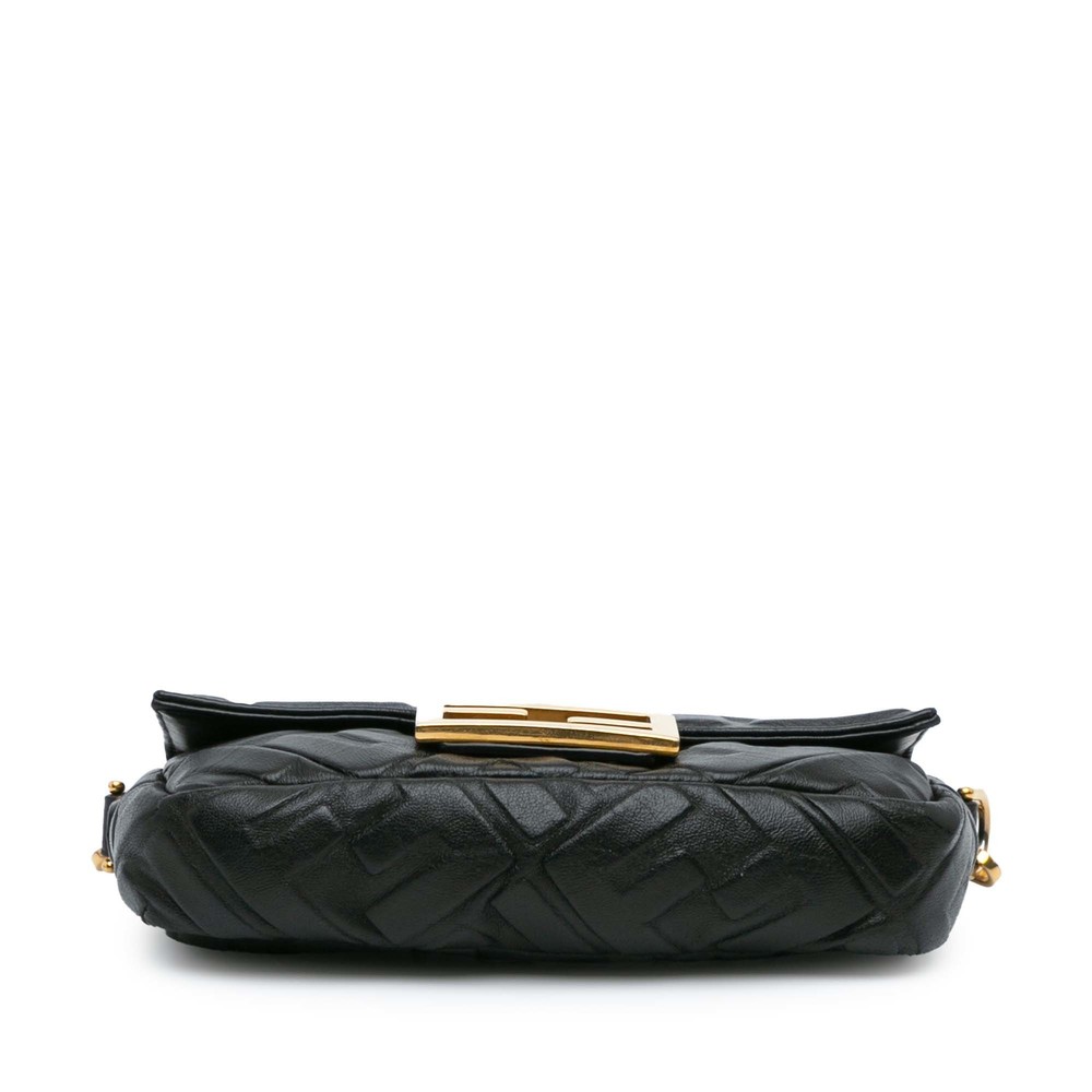 Pre-Loved Fendi Mini Zucca Embossed Leather Baguette Satchel - Picture 3 of 10